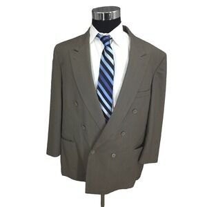Kuppenheimer 2 Piece‎ Suit Mens 46 Green Double Breasted Peaked 42x28 Pants USA
